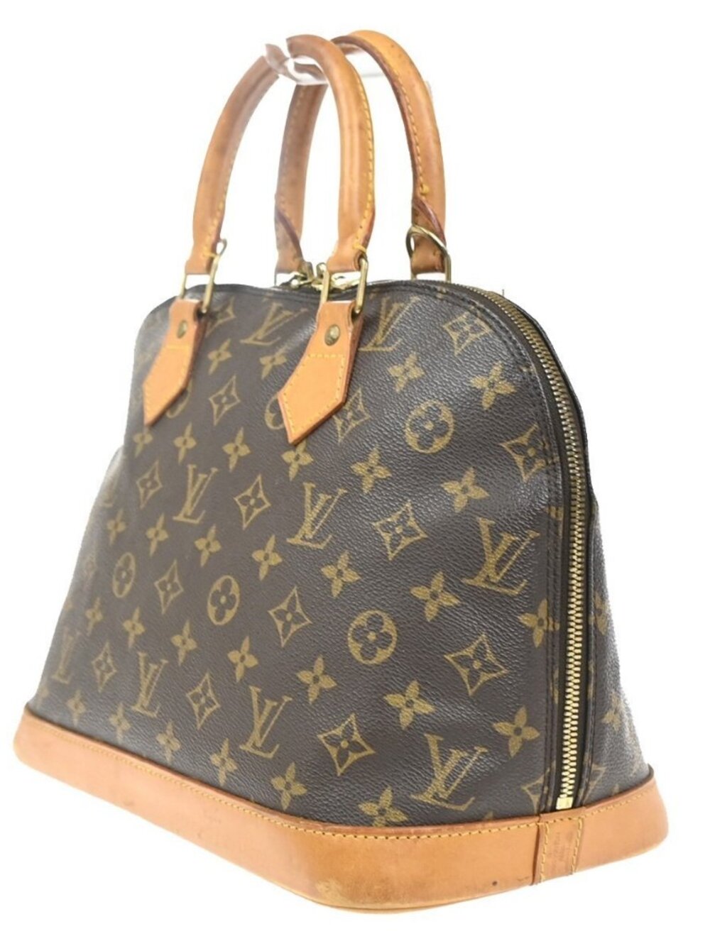 LOUIS VUITTON LV Logo Alma Hand Bag Monogram Leather Brown France M51130 73MA512 - Picture 2 of 15